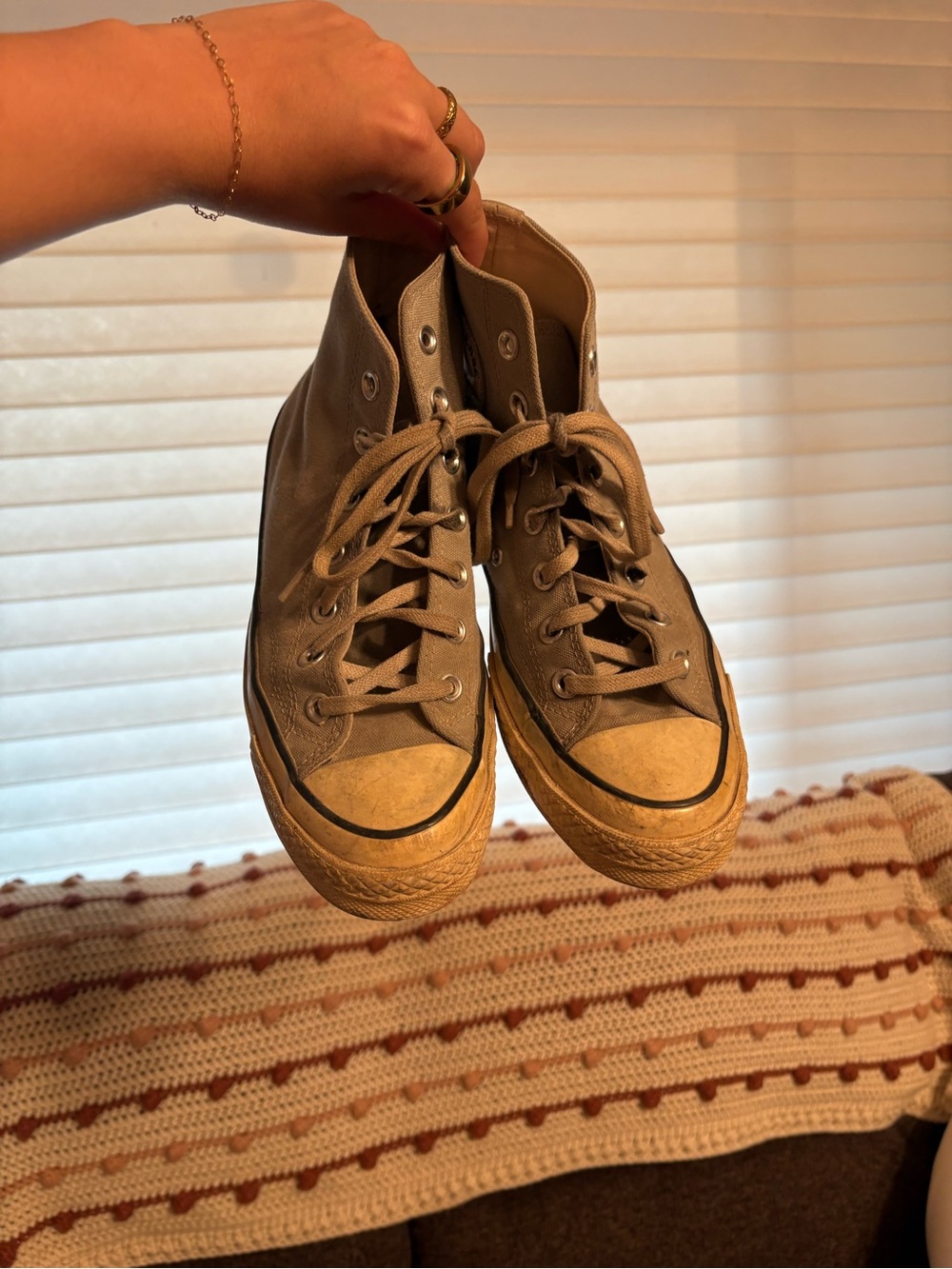 High-Top Canvas Sneakers in Taupe